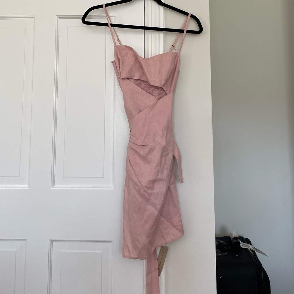 reformation playa pink wrap dress